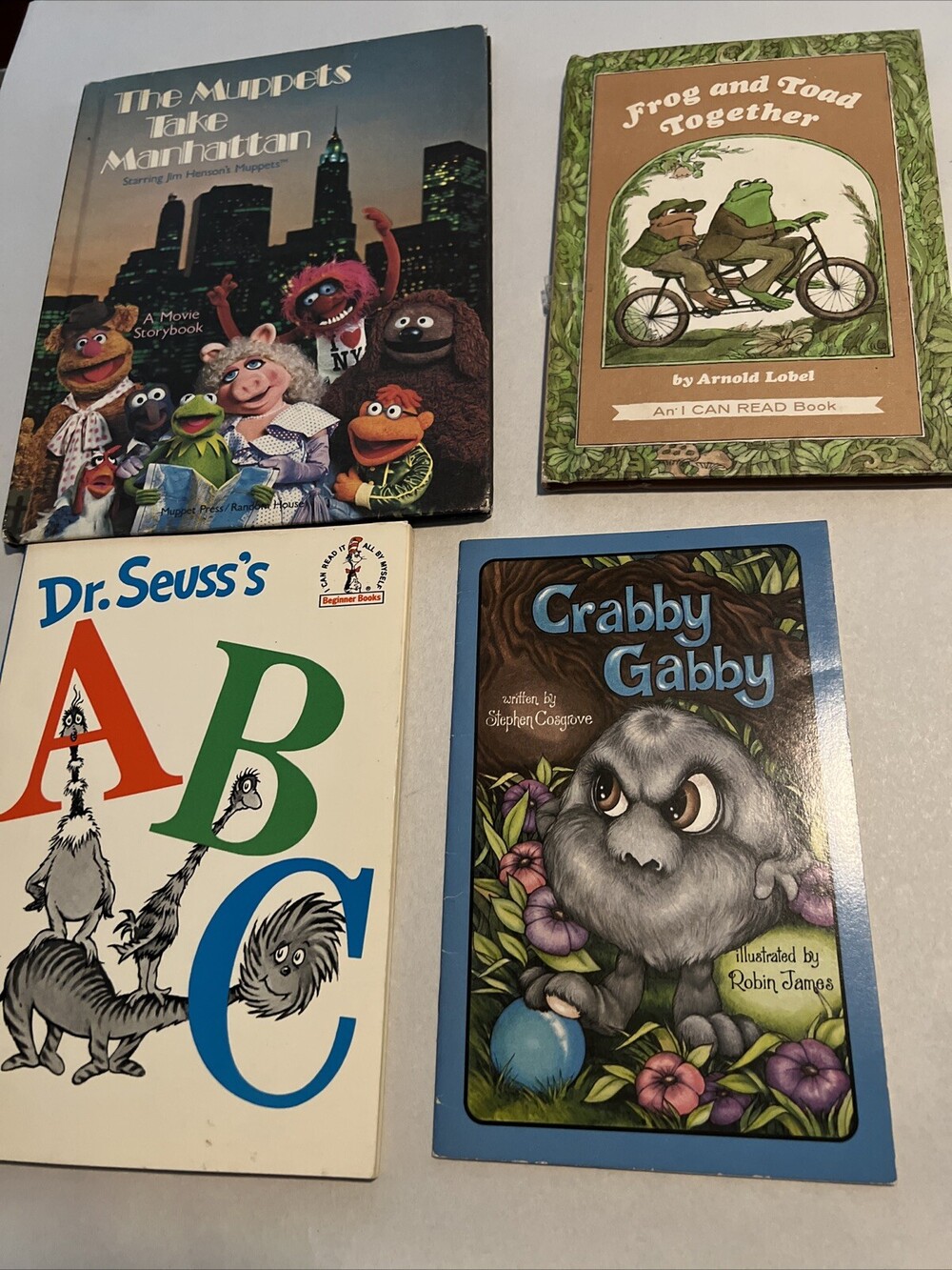 Vintage Book Lot Of 4, Dr Seuss, Crabby Gabby, Frog And Toad, Muppets